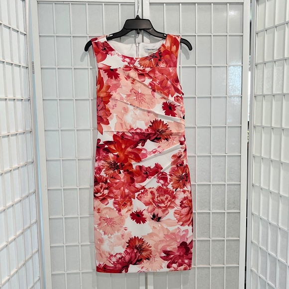 Calvin Klein Floral Sleeveless Sheath Dress Size 10 - Picture 1 of 2